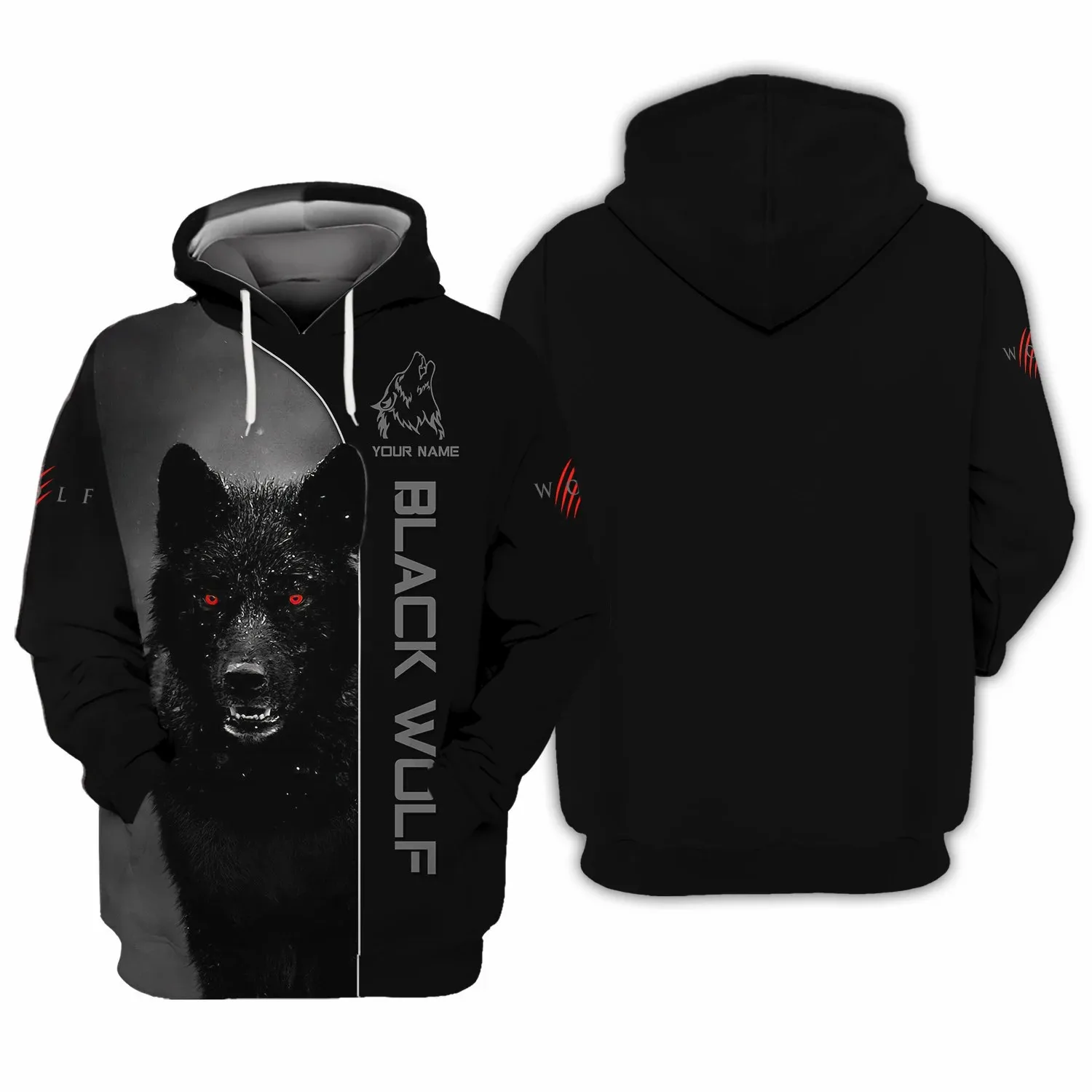 Fashion Graphic Wolf Men's Fashion 3D Print Hoodie Streetwear Hoodies Long Sleeve Hooded Print Front Pocket Hoodie Sweatshirt