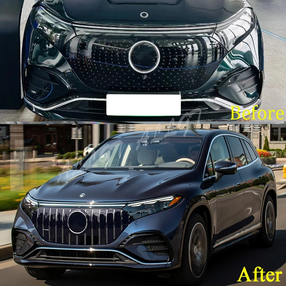 Car Front Racing Facelift Grill Upper Bumper Grilles Fit For Mercedes-Benz W296 EQS 450 SUV/ EQS 580 SUV 2023+