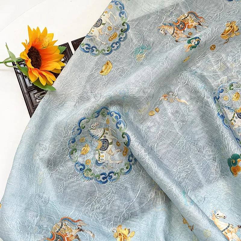 

Тонкая лошадь с золотым лиоцеллом, жаккардовая ткань по метрам, новый китайский стиль, платье ханьфу Ципао, одежда, швейные ткани ручной работы