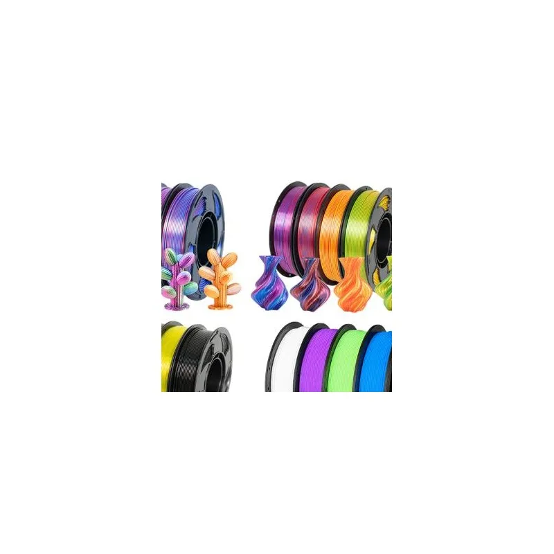 3D Printing PLA Silk Filament 1.75mm Gradient 250g Spool 4 Pack Dual Triple Color Rainbow Set