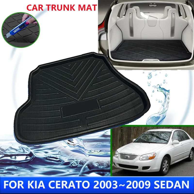 For Kia Cerato LD Sephia Spectra 2003~2009 2005 2006 Sedan Car Rear Trunk Protector Pads Waterproof Anti-Fouling Mat Accessories