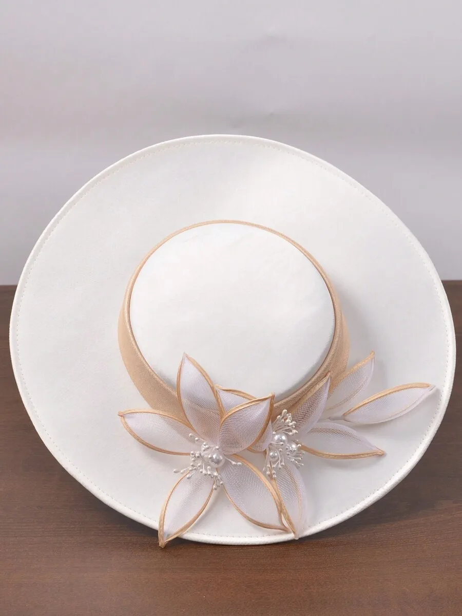 

Elegant Wide Brim Fascinator Hat For Women Formal Occasion Wedding Bridal Tea Party Cocktail