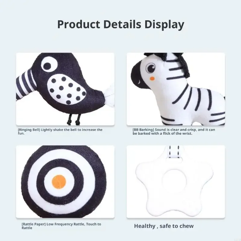 لعبة قلادة معلقة على شكل سرير حسي للأطفال من سن 0 إلى 12 شهرًا، حلزونية ناعمة من القطيفة على شكل حيوانات، رفيق حضانة حشرجة الموت