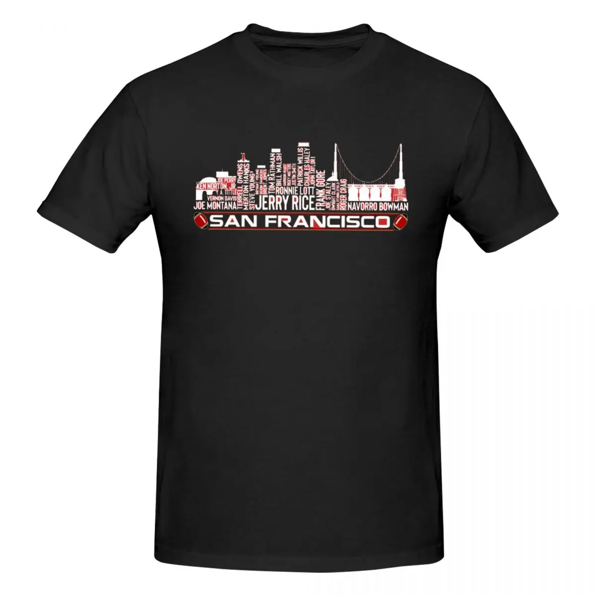 San Francisco Football Team All Time Legends San Francisco City Skyline Men T-Shirt T Shirts Men's Crew Neck Cotton Tees Short