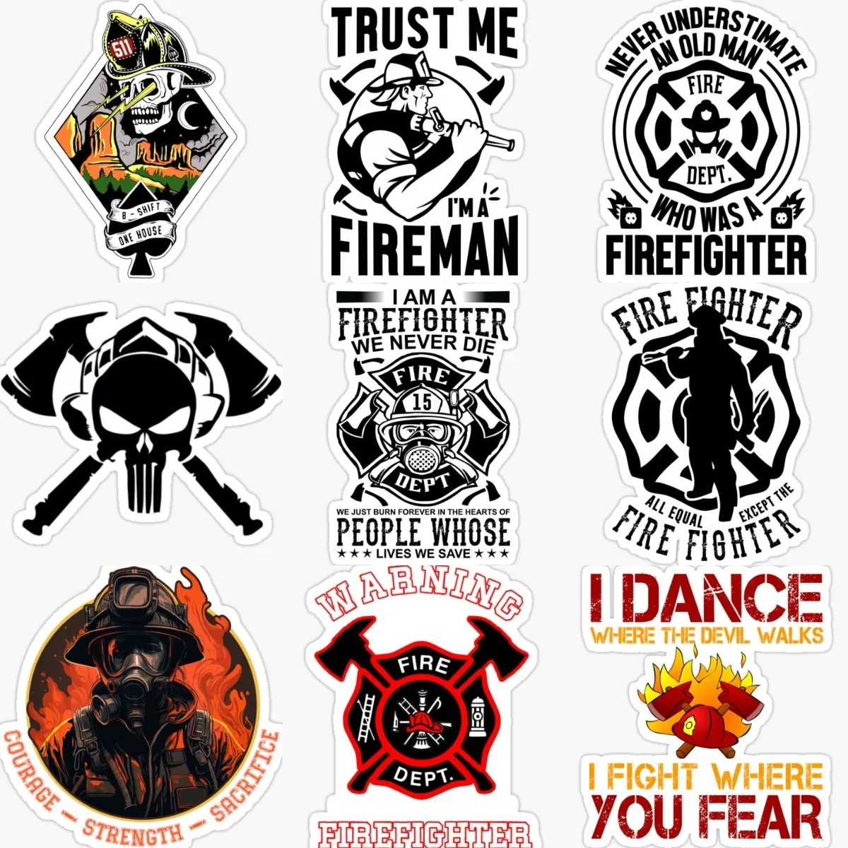 EMT EMS Firefighter Fire Skull Creative Waterproof Sticker for Decorate Motorcycle Laptop Car Van Bumper Wall Truck Off-road