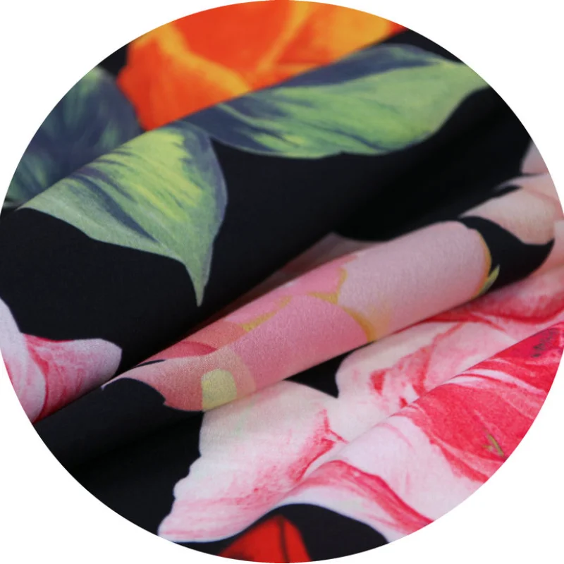 145cm rose print fabric elegant thin fashion dress scarf fabric polyester material diyparent-child fabric wholesale cloth