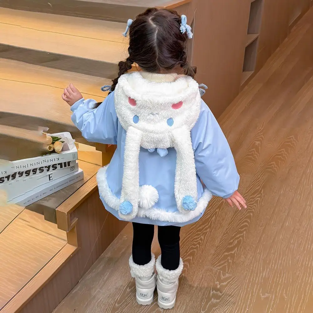 

Children's Coat Anime Cinnamoroll Lolita Children's Jacket Girl Plush Jackets Kids Winter Cute Hooded Warm Cotton-Padded Clothes