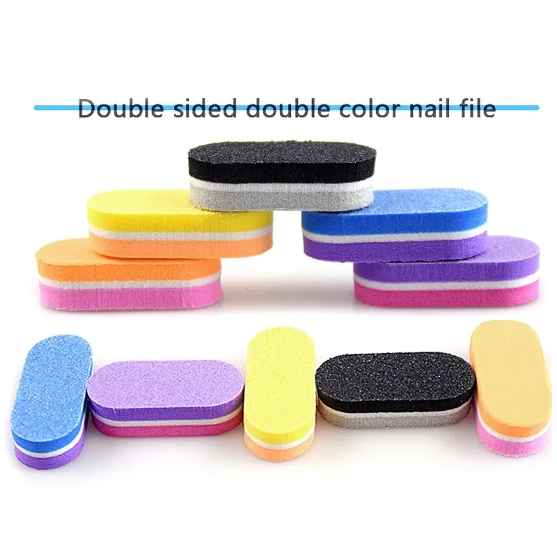 50 Pcs Mini Nail Files Block 100/180 Grit Sponge Buffers for Acrylic Nails Buffing Block Double Sided DIY Salon Manicure Tools