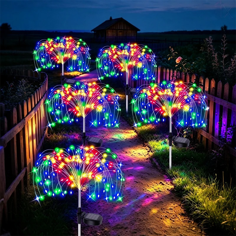 Solar Garden Lights 60/200LED Firework Lights Decor Outdoor Waterproof Solar Starburst Light for Yard Pathway Christmas Decor