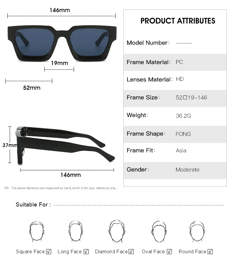 56010 Retro Quadratische Punk Sonnenbrille Frauen Männer Unisex Driving Shades Vintage Sonnenbrille Uv400 Gafas De Sol – Detail 4