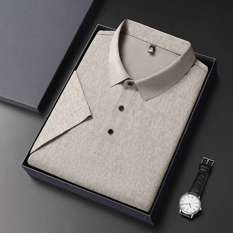 Wrinkle Resistant Woven Textured Male Shirt Full Button Placket Weekend Outdoor Walk Home Relax Errands Outfit
