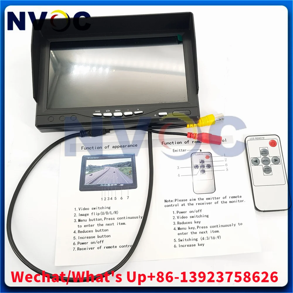 1PCSTFT-LCD COLOR MONITOR 7 inch PAL/NTSC automatic Power DC9V-35V Video 2-CH input  Audio1-CH optional Brightness:350-500 cd/m2