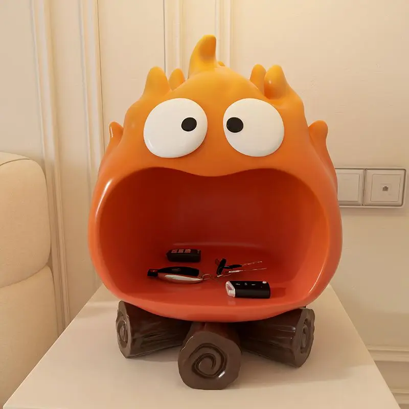 

Cartoon flame firewood living room entrance door key storage tray decorative gift ornament