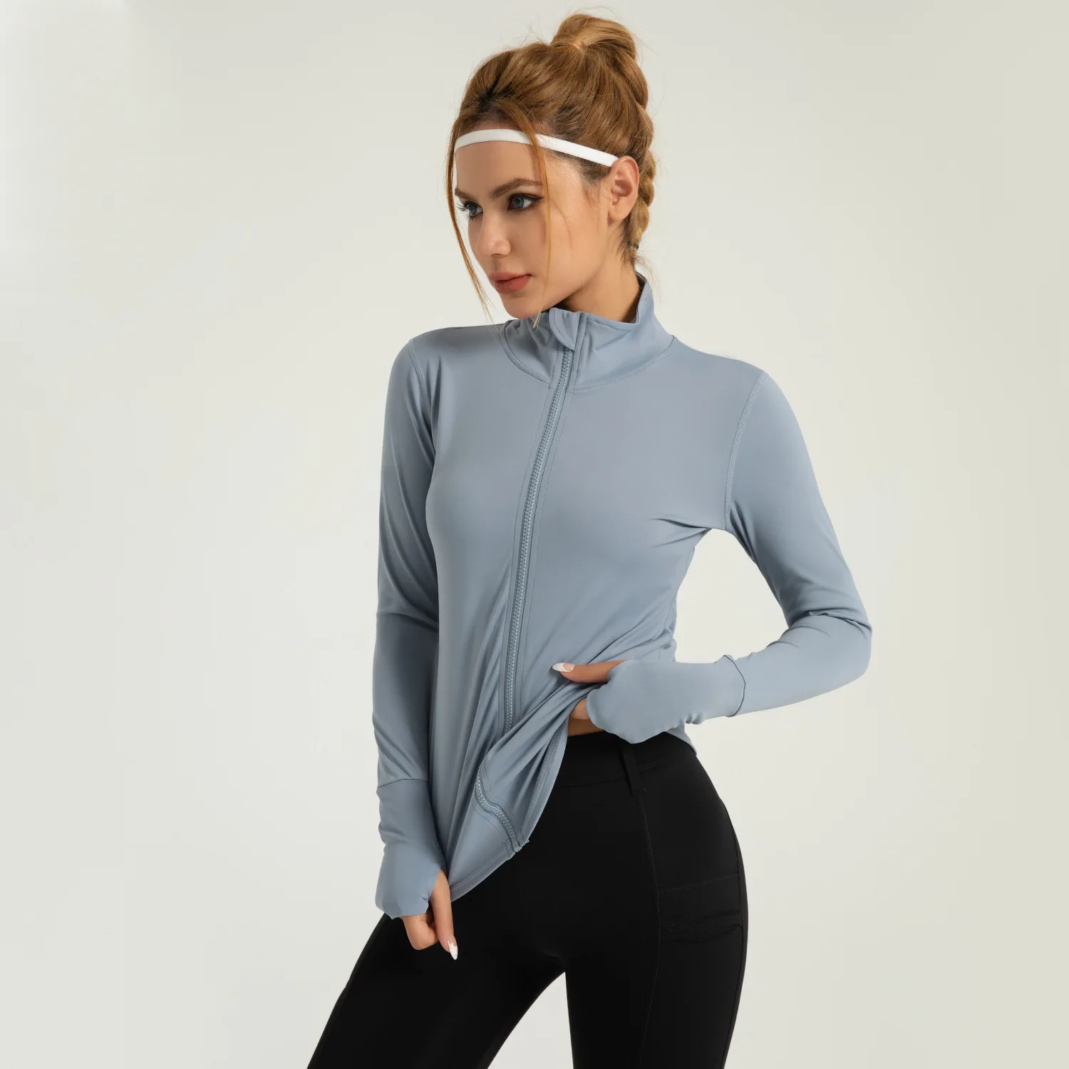 Yogajack Hardloopfitness Fietsen Winddicht Sneldrogend Slim-Fit Sportjack Vrouwen Fietsshirt