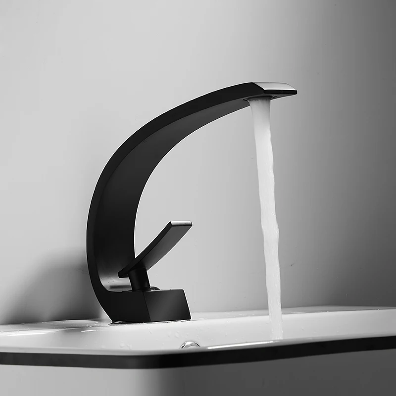 

LANGYO Washbasin Modern Design Bathroom Faucet Mixer Waterfall Hot and Cold Water Taps for Basin of Bathroom Tap