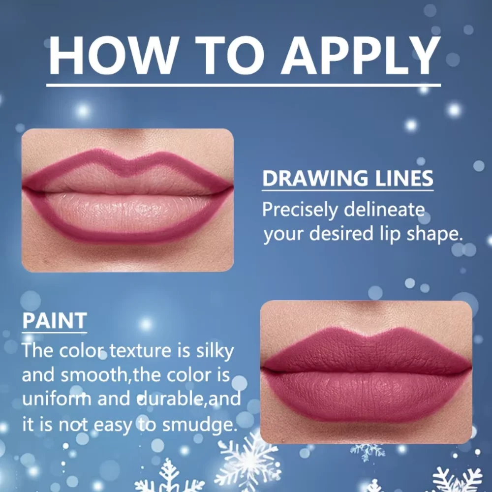 12 Pcs Matte lipliner Christmas Set Lipstick Pen for Women Makeup Hold lipliner Set Christmas Day Cosmetics