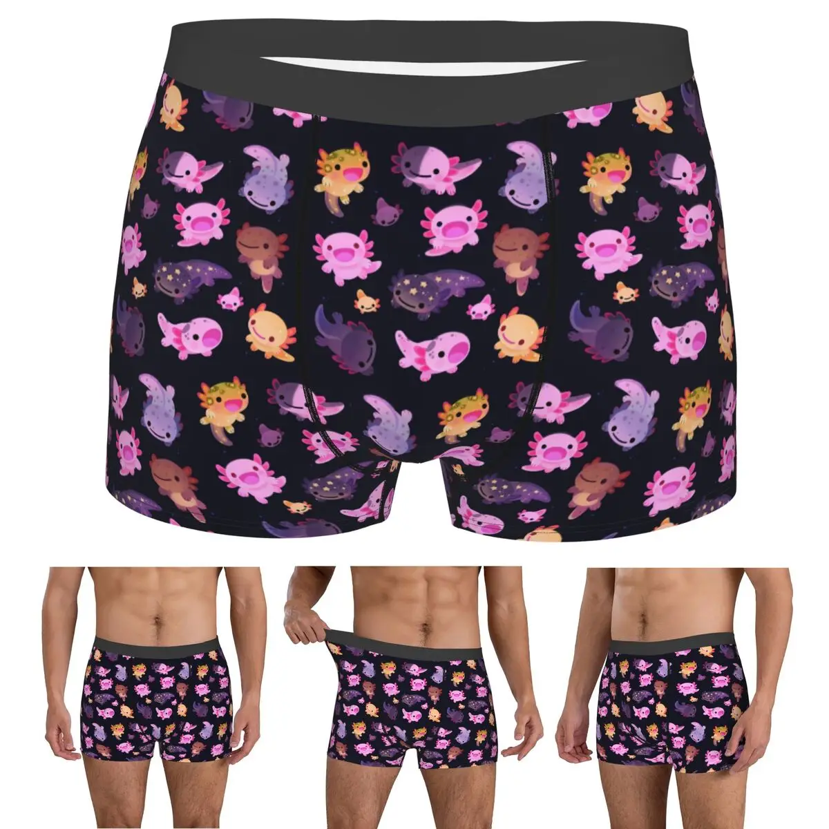 

Boxer Underpants Shorts Happy Axolotl Panties Men Ventilate Underwear for Homme Man Boyfriend Gift