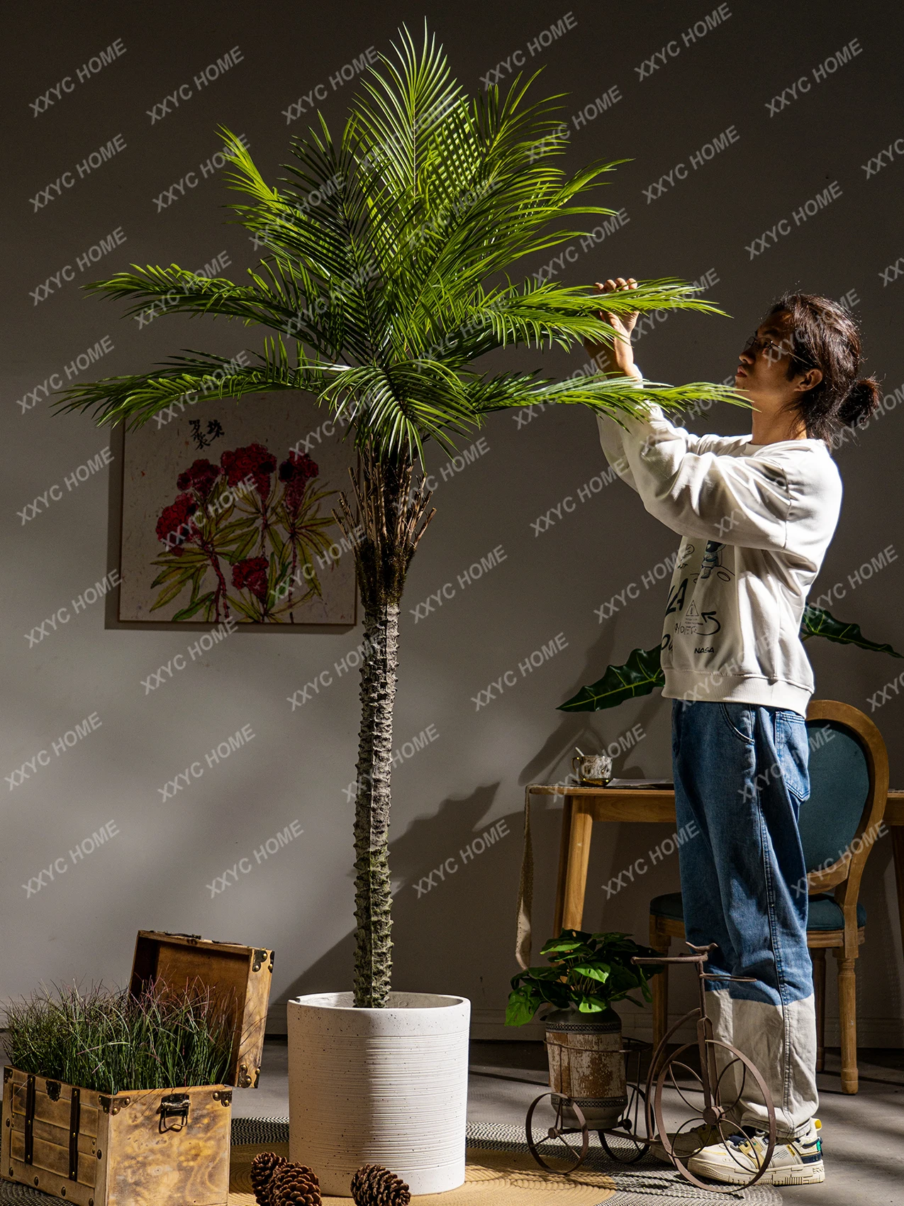 Large Simulation Green Plant Thorn Sunflower Needle Sunflower Fake Trees Indoor Landscaping Decoration Bionic Plant Areca Palm