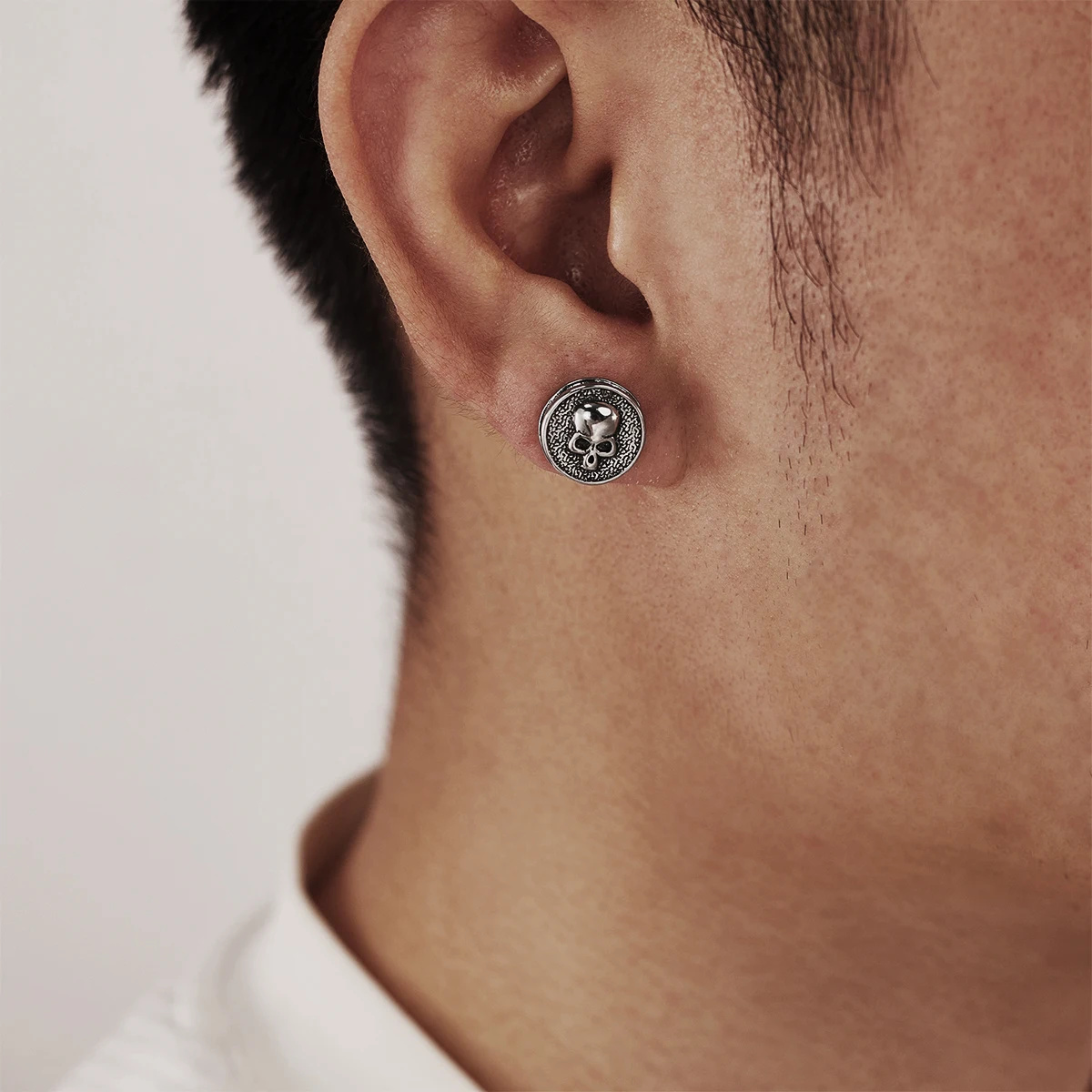 Retro Skull Earrings for Men Stainless Steel Hypoallergenic Punk Gothic Jewelry Biker Rock Hiphop Edgy Accessories Unisex Gift