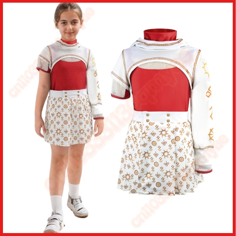 

Girl Costume Zombies Cheerleader Uniform Halloween Cosplay Costume Red Coat+T-Shrt+Skirt Sets For Children Carnival Costume