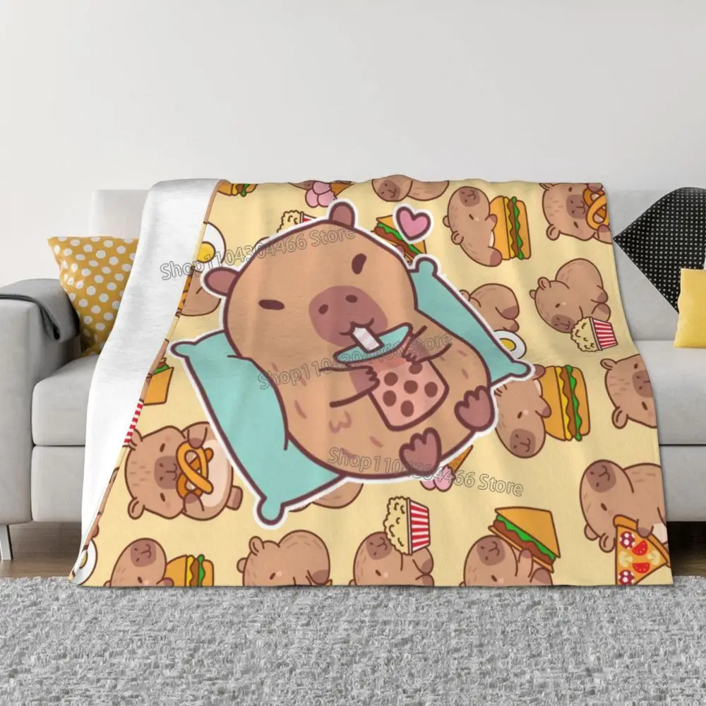 Multiple Sizes Capybara Blanket for Sofa,Bed,camping Warm Winter Blankets Anime Blanket Cartoon Home Decoration Supplies Gift