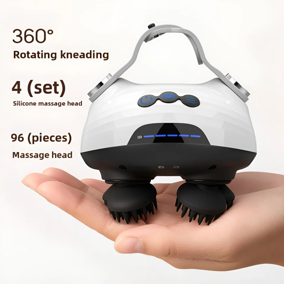 

Портативный электрический массажер для головы с микротоками, беспроводной массажер для кожи головы с функцией разминания для расслабления кожи головы и стимуляции роста волос