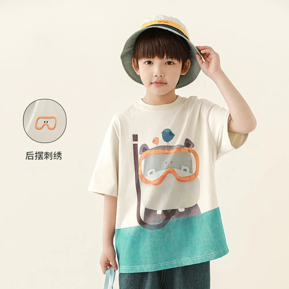 

Летняя одежда для мальчиков, детские топы, хлопковая футболка, мужская повседневная футболка с мультяшным принтом