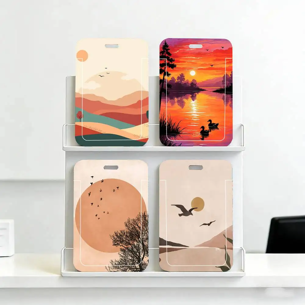 Sunset Remnants Black Lanyard Card Holders Student Meal Cards And Campus Ids School