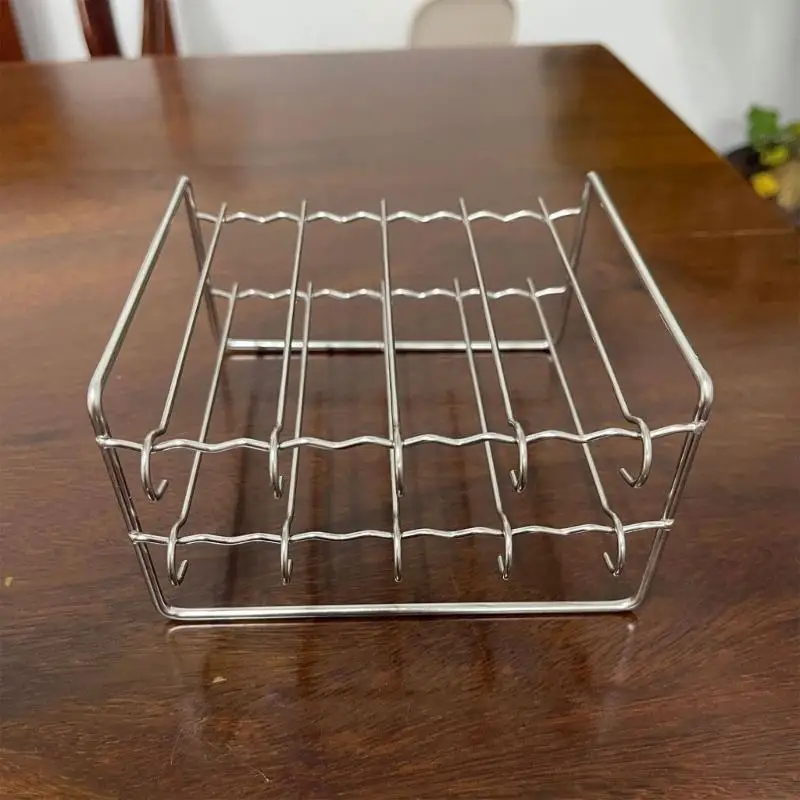 

652F 2 Set Efficient Air Fryers Grill Rack Space Saving Stainless Steel Skewer Stand with Steel for Quick Grilling