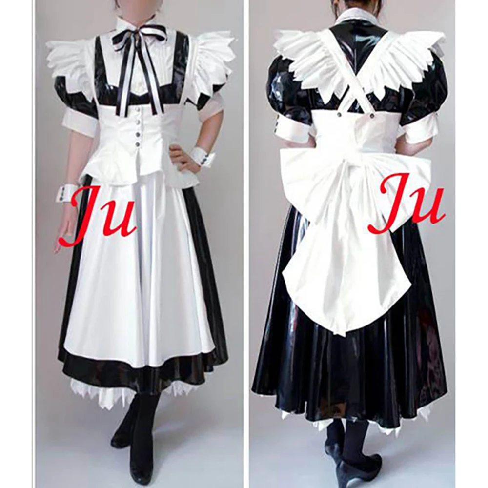 

Сексуальная одежда для взрослых с крестом fondcosplay, длинная блузка, тонкий белый фартук из пвх, запираемое платье, униформа, CD/TV[CK904]