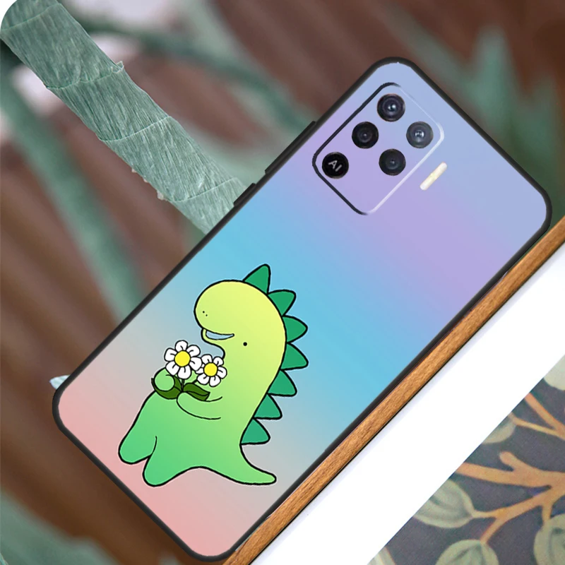 Cute Dinosaur Tea-Rex For OPPO A53S A57S A54S A38 A78 A58 A79 A15 A17 A77 A16 A76 A96 A52 A72 A5 A9 A94 A74 Case