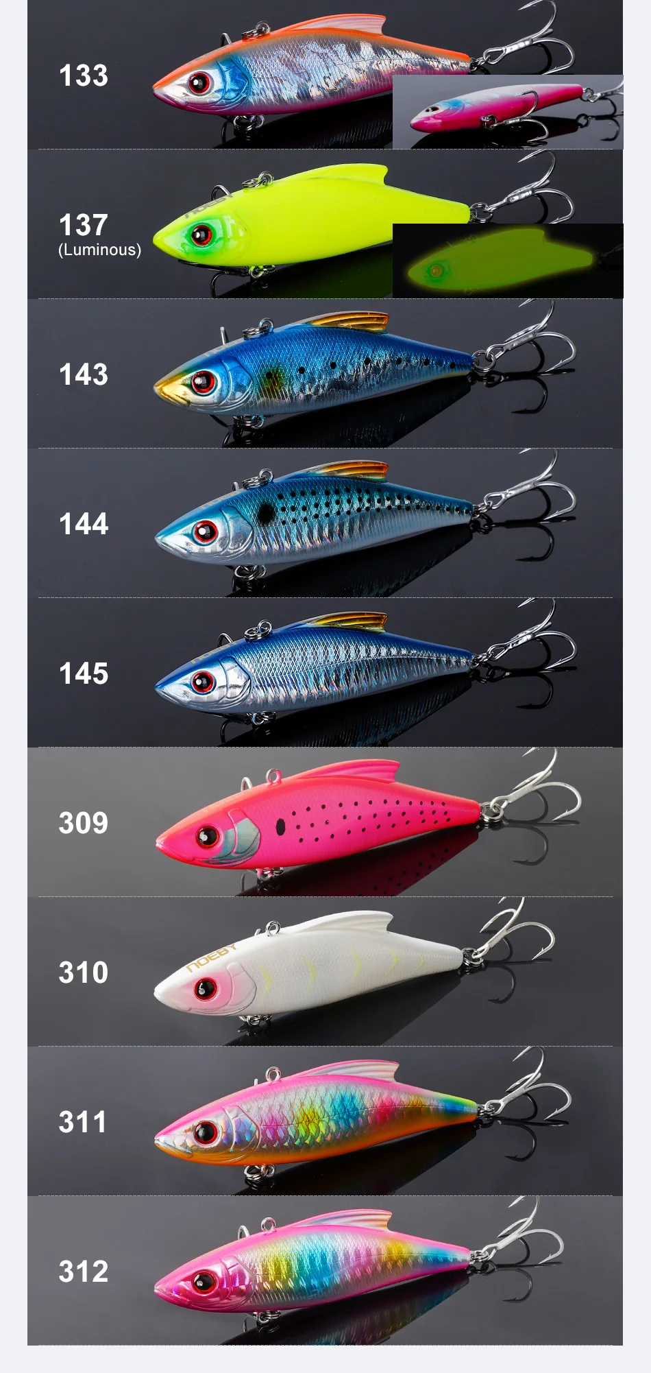 Noeby 90mm 33g Rasseln und Vib für Winter Sinking Vibes Künstliche Köder Meer Wobbler Rattlins für Winter Angeln lockt – Detail 9