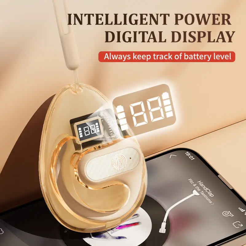 2024 Z68PR OWS Bluetooth Earphone Air Conduction Wireless Bluetooth Transparent Digital Display to Ear