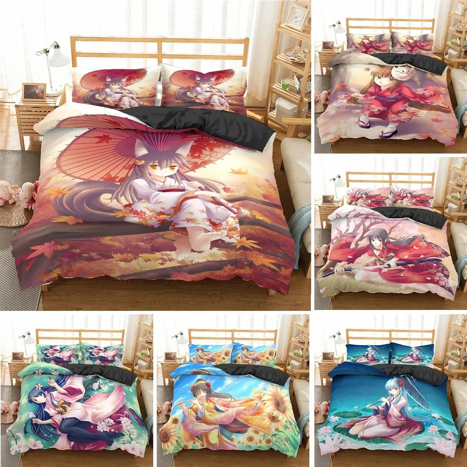 

Lovely Anime Girl Bedding Set Kawaii Bed Linen Quilt Duvet Cover Sets Home Decor Single Queen King Size Gift Cute Cartoon Gift