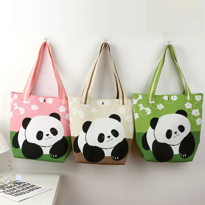 bolsa-tote-de-ande-capacidade-bolsa-de-ombro-Unica-mochila-versatil-bolsa-de-trico-com-estampa-de-panda-avo-tendencia-p