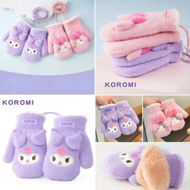 

Sanrio Kuromi My Melody зимние теплые плюшевые перчатки Kawaii варежки детские варежки аниме Kawaii для девочек детский подарок на Рождество и день рождения