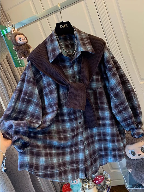 

Loose Fit Vintage Knitted awl Collar Long Sve irt Coat Men's Breathable Summer Faion Retro Sle Button down Top