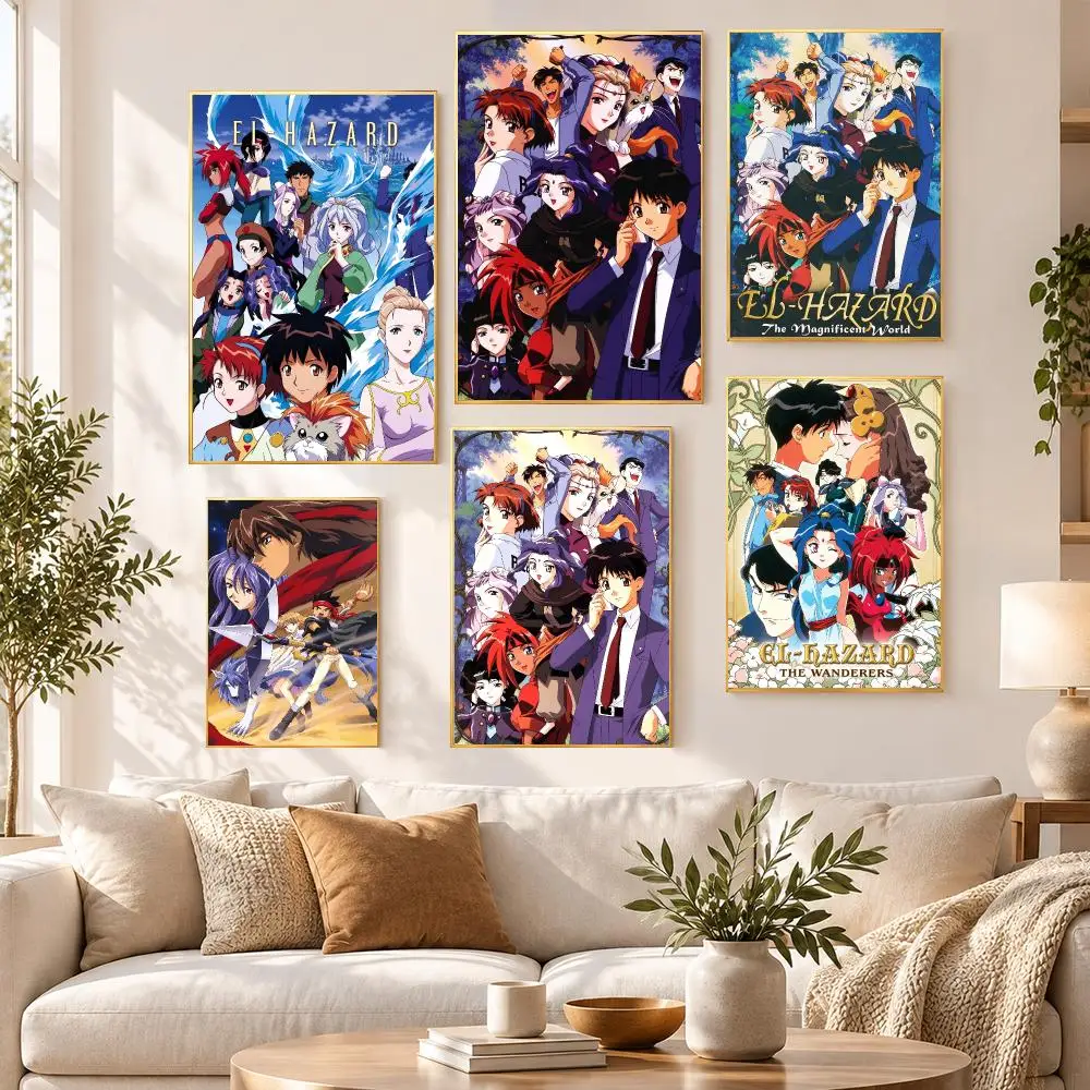 Anime Popular Classic Art El-Hazard Poster HD Waterproof PP Self Adhesive Aesthetic Bedroom Dorm Gaming Room Home Decor Gift