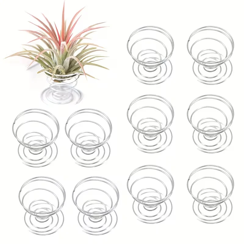 1/10PCS Metal Spring Stand Set, Special Air Plant Holder Tabletop Display Bracket for Garden Tillandsia Home Desktop Decoration