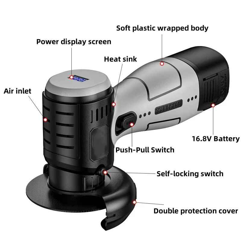 Brushless Mini Angle Grinder Portable Portable Small Polishing Grinding Cutting Machine Household Power Tools