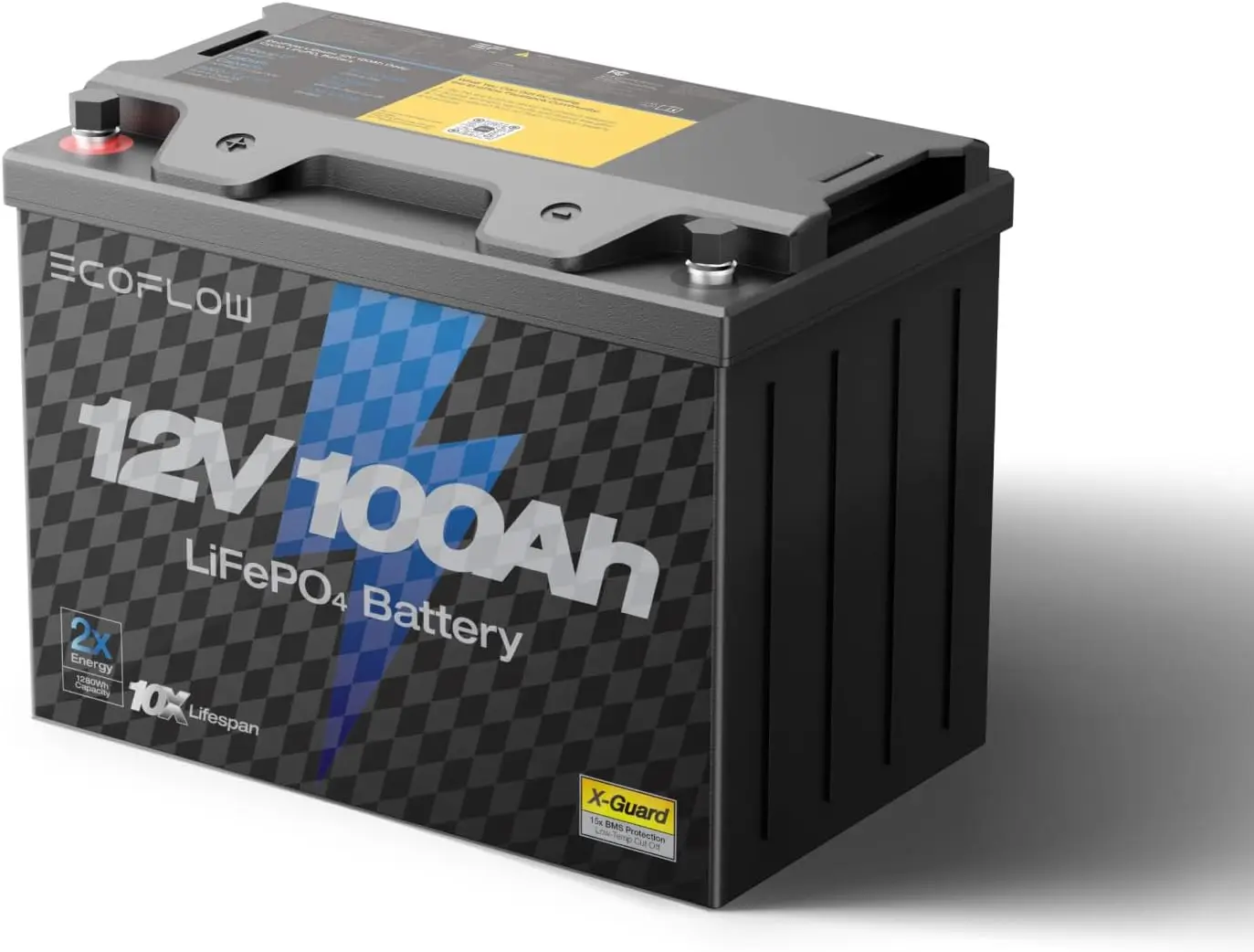 EF ECOFLOW 12V 100Ah LiFePO4 Battery, Built In 100A BMS Group 27 Lithium Battery Deep Cycles & 10 Years Lifespan for RV