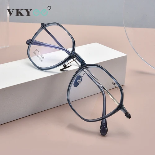 Imagen 2 del producto VICKY Gafas de lectura con luz azul, monturas simples poligonales personalizadas geométricas para hombres y mujeres, prescripción personalizable