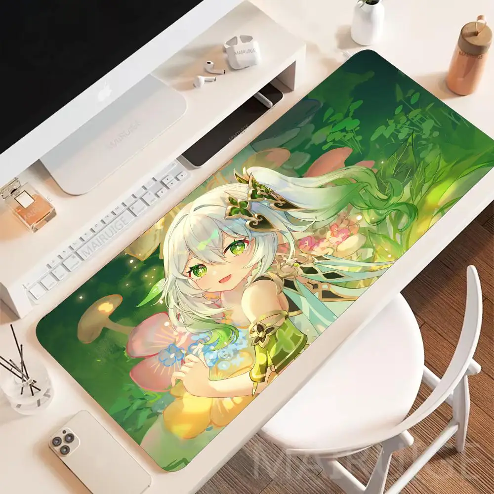 Alfombrilla de ratón verde Genshin, alfombrillas de ratón antideslizantes grandes para juegos, accesorio de escritorio, alfombrilla de ratón estética XXL, alfombrilla para tableta y portátil, Mini tapete para juegos de PC