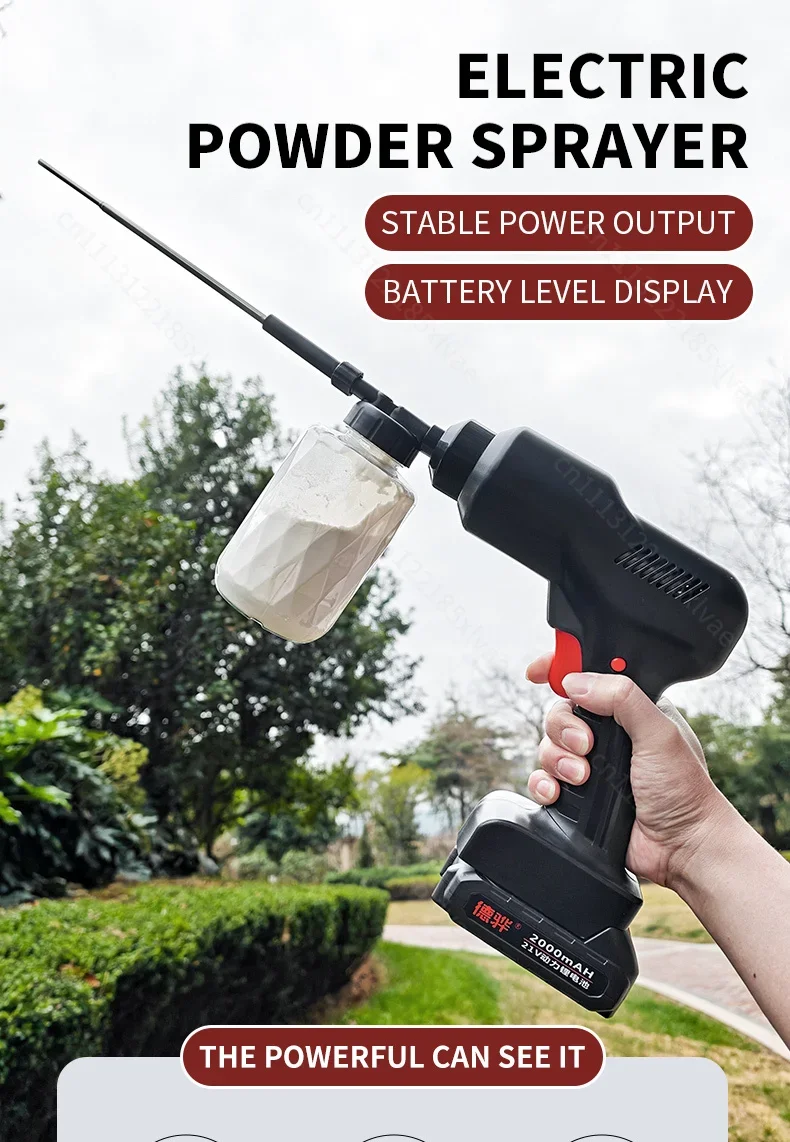 Rechargeable Agricultural Powder Duster,Battery Level Display Portable Electric Dusting Machine for Farm and Garden Pest Control