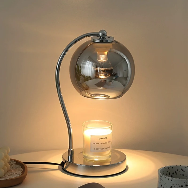 AiPaiTe Scandinavian Flower Glass Table Lamp for Living Room Bedroom, No Open Flame Molten Wax Ambiance Aromatherapy Lamps