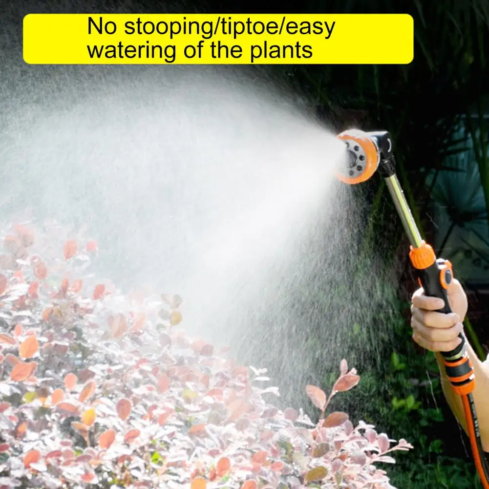 Water Flow Rate Control Nozzle Thumb Push Pull Nozzle Metal Sprinkler Wand with 8 Spray Modes for Garden Lawn Heavy for Hanging