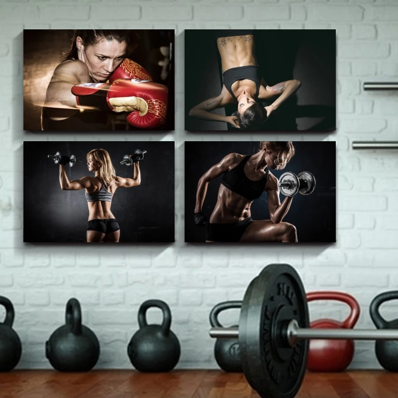 Sexy Women Fitness Bodybuilding Motivational Canvas Painting Posters and Prints Exercise Wall Art Picture Gym Room Bedroom Decor