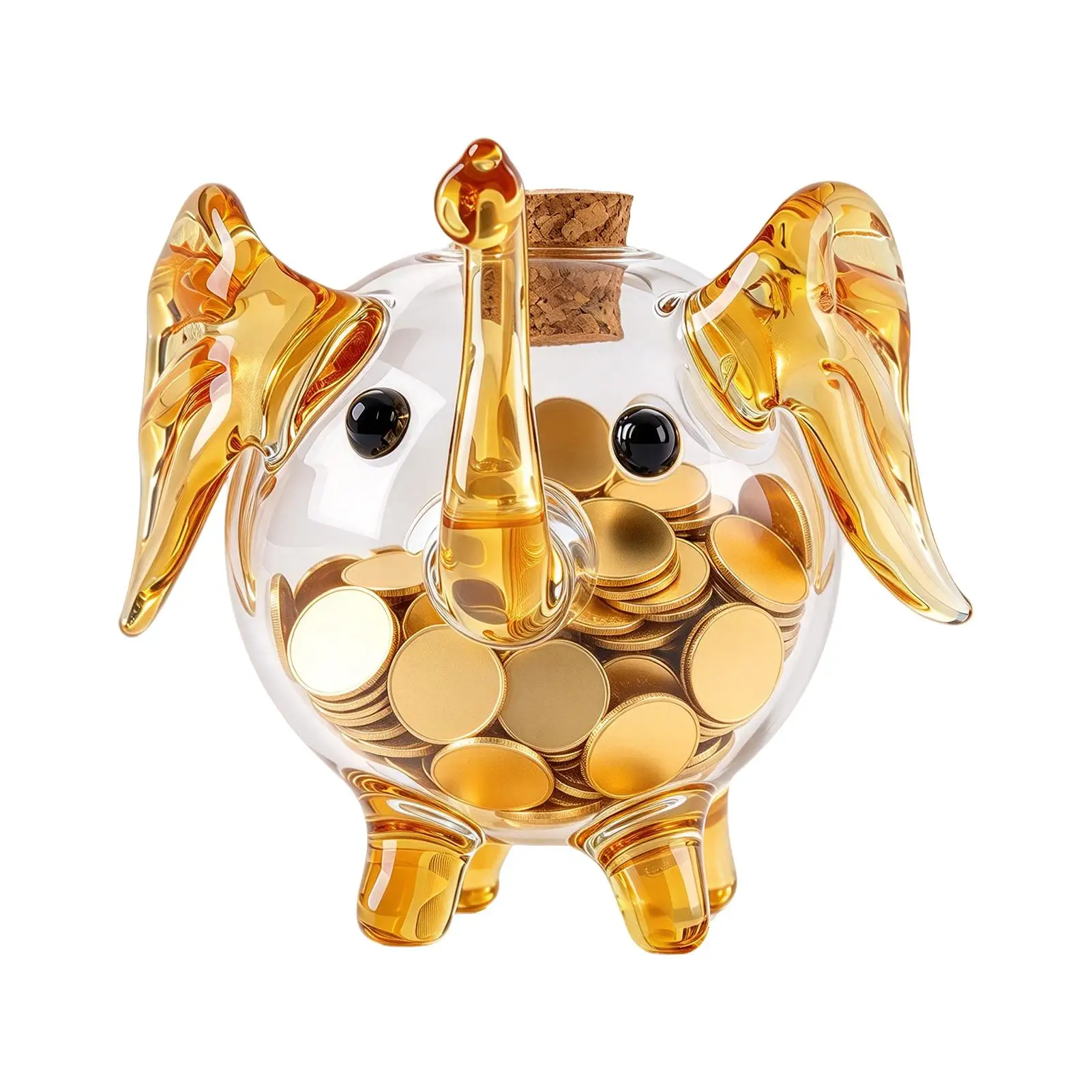 Little Elephant Glass Money Storage Jar Clear Glass Animal Saving Storage Box Elephant Coin Holder Change Jar Wishing Bottle