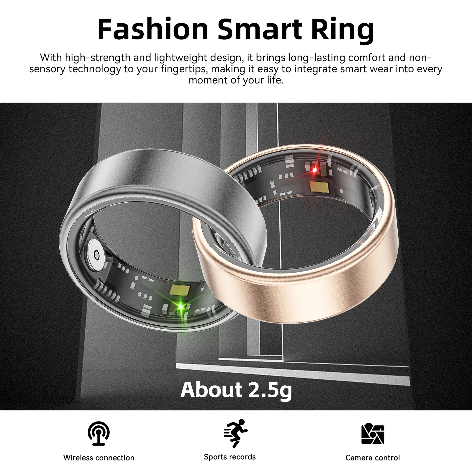 EIGIIS 2024 جديد SR06 حلقة ذكية للرجال والنساء معدل ضربات القلب الصحي ومراقبة نسبة الأكسجين في الدم IP68 و5ATM مقاوم للماء وضع متعدد الرياضات