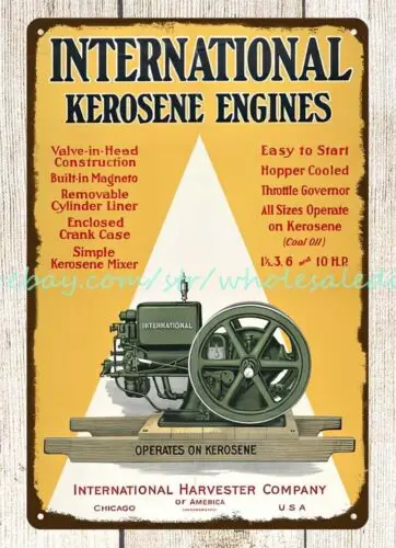 1920 International Harvester IHC kerosene engines tractor metal tin sign